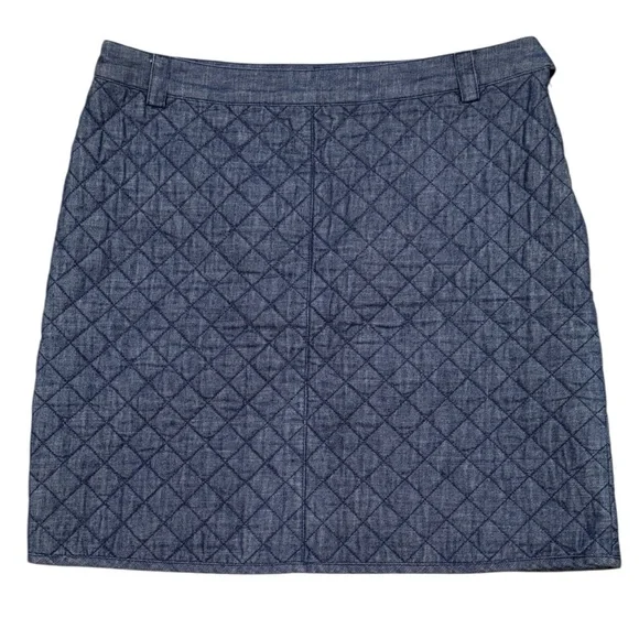 Brooks Brothers Denim Quilted Skirt 10 - Picture 2 of 9